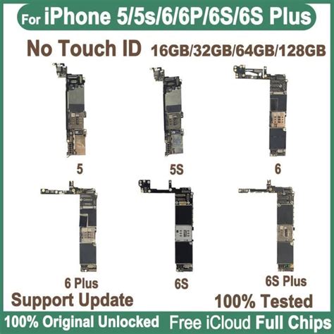 6s 32GB No Touch ID Carte mère originale pour iPhone 5 5S sans Touch