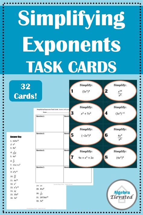 Laws Of Exponents Differentiated Digital And Printable Task Cards