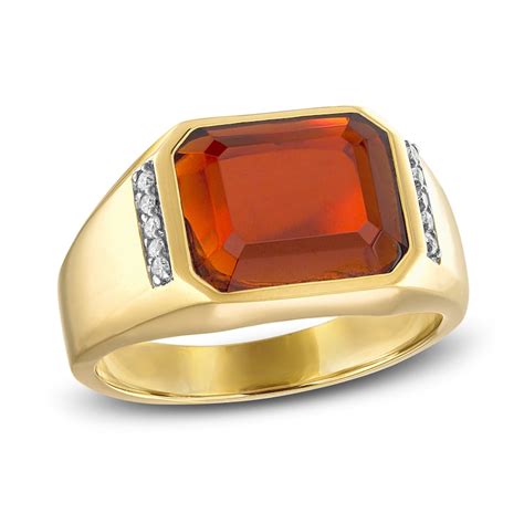 Mens Garnet Pinky Ring