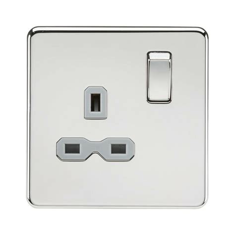 Knightsbridge Screwless 13A 1G DP Switched Socket Polished Chrome