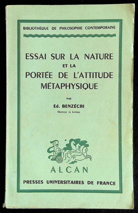 Essai Sur La Nature Et La Port E De L Attitude M Taphysique By Ed