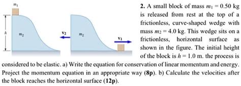 Solved A Small Block O Mass M Kg Is Released From Rest At The