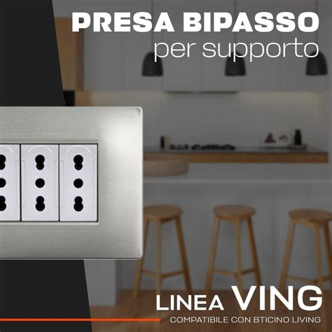 Presa Bivalente Bipasso A V Bianca Compatibile Bticino Living