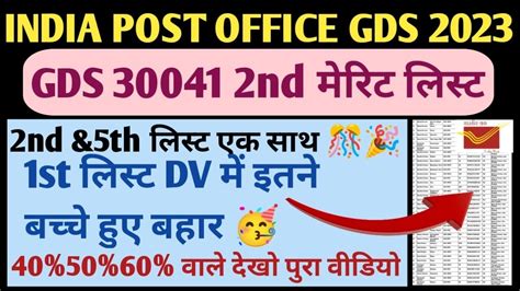 Post Office Gds Cycle Nd Schedule Nd Merit List Date Gds