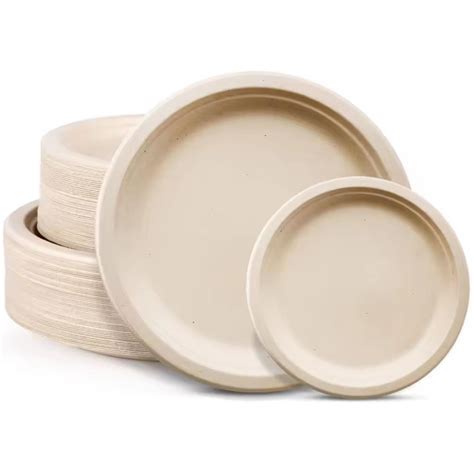 Inch Compostable Sugarcane Plates Biodegradable Disposable