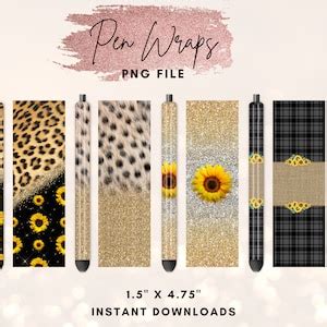 Sunflower Glitter Pen Wraps Leopard Pen Wrap Design Cheetah Pen