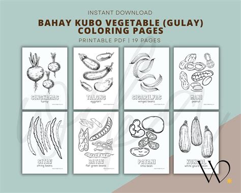 Vegetables Coloring Pages Bahay Kubo 19 Pages Printable PDF Filipino