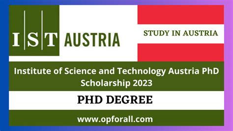 IST AUSTRIA PHD SCHOLARSHIP-2024 - OpforAll