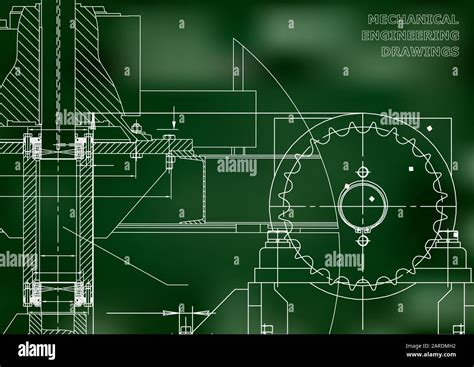 Ilustraciones De Ingeniería Planos Planos Mecánicos Diseño Técnico Banner Fondo Verde