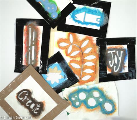 Printmaking with Stencils - no press needed - Linda Germain