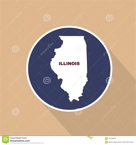 Mapa Do U S Estado De Illinois Em Um Fundo Azul Na Do Estado Ilustração