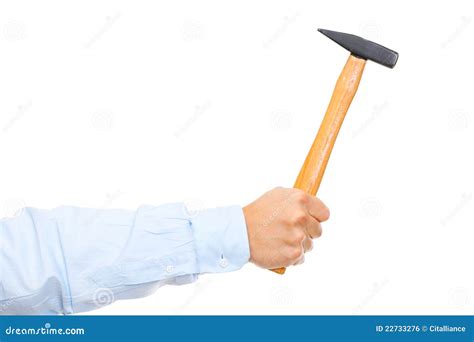 Hand Holding Hammer Stock Photo Image Of Isolated Tech