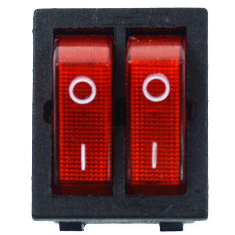 Universal Oven Red Rocker Light Switch 5 Pin Two Channel