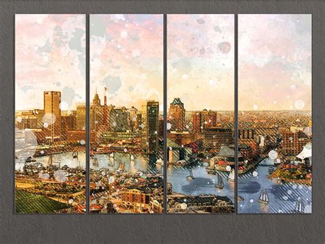 Baltimore Canvas Print Baltimore Skyline Baltimore Wall Art Etsy