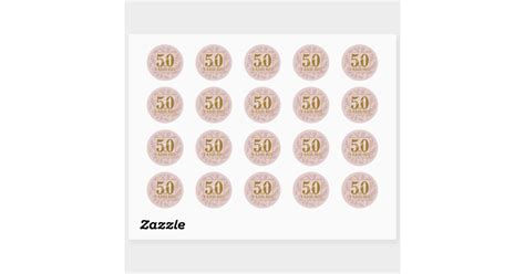 50 And Fabulous Pink Glitter And Gold Typography Classic Round Sticker Zazzle