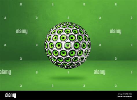 Speakers Sphere Isolated On A Green Studio Background 3d Illustration