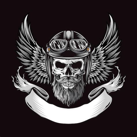 Motociclista De Caveira Asa Vetor Gr Tis Skull Illustration