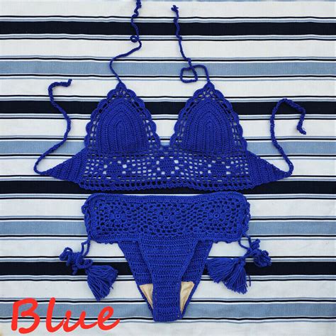 Handmade Crochet Bikini Set Bralette And Shorts Women Swimwear Sexy