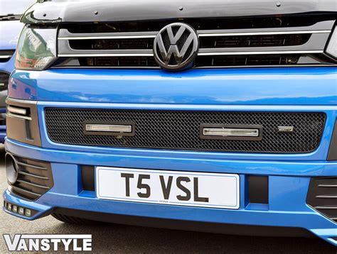 DRL Vanstyle Sport Black Mesh Grille With DRL Lamps VW T5 Vanstyle