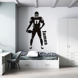 Wall Decal Personalized Football Player With Ball Custom Sport Vinyl Sticker With Your Own Name ...