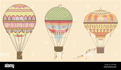 Vintage Hot Air Balloons In Sky Vector Illustration Stock Vector Image