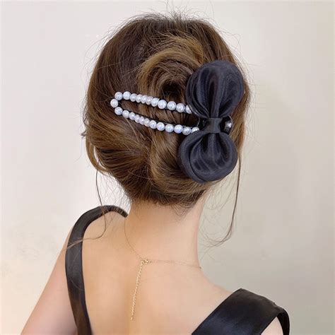 Jual Town Shell THEA Korea Pearl Ribbon Hair Claw Clip Jepitan Rambut