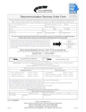 Fillable Online Mtcc Telecommunication Services Order Form Fax Email