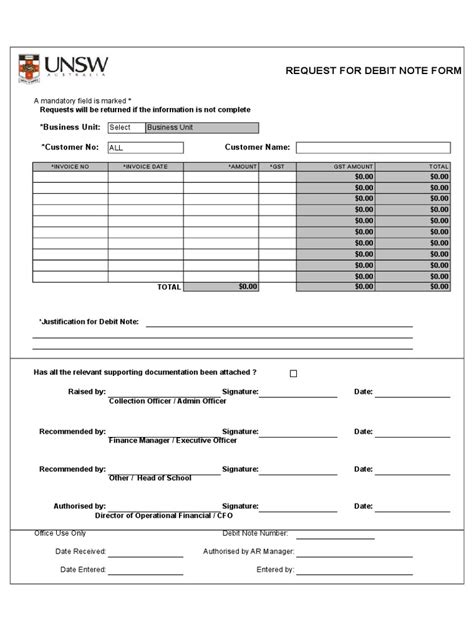 Debit Note Form | Debits And Credits | Email