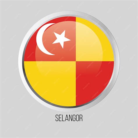 Premium Vector | Vector button flag of Selangor State of Malaysia on round frame