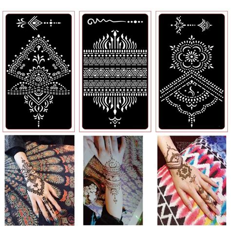 Buy Xmasir Henna Tattoo Stencil Glitter Temporary Tattoo Templates Set Of 30 Sheets Indian