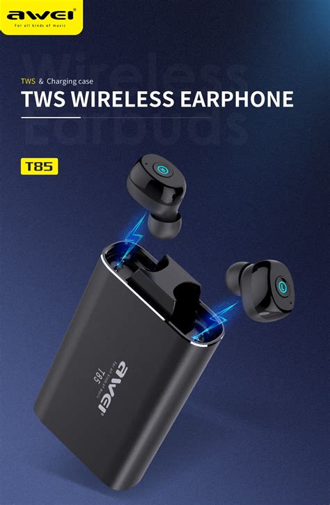 AWEI T85 True Wireless Earbuds With Charging Case