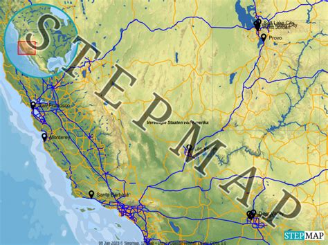 StepMap USA Westküste Landkarte für USA