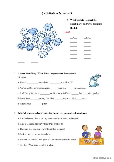 Possessive Determiners Français Fle Fiches Pedagogiques Pdf And Doc