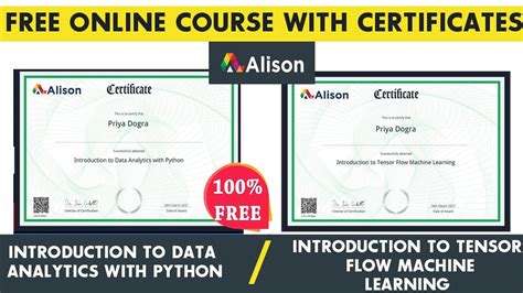 Alison Free Certificate Data Science With Python Machine Learning