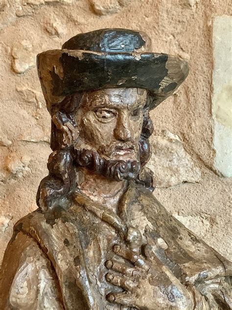 Proantic Statue De Saint Roch Bois Sculpt Avec Polychromie Xvii