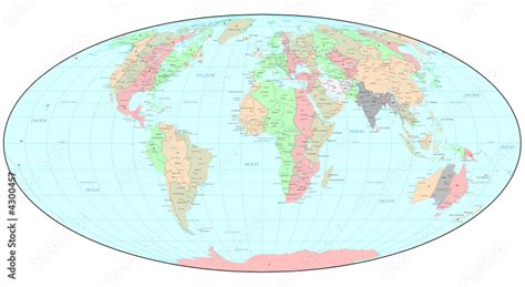 Political World map with time zones Stock Illustration | Adobe Stock