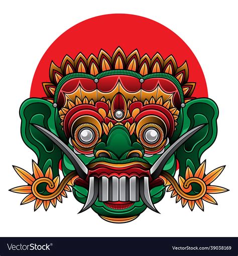 Balinese mask leak tattoo Royalty Free Vector Image