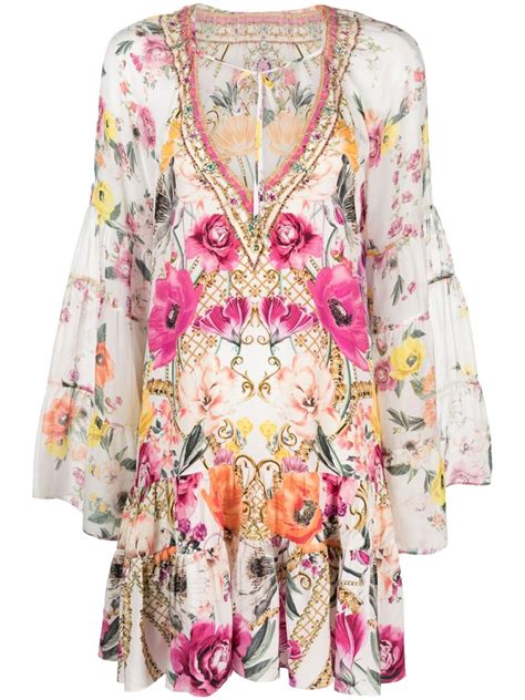 Camilla Graphic Print Silk Dress Farfetch