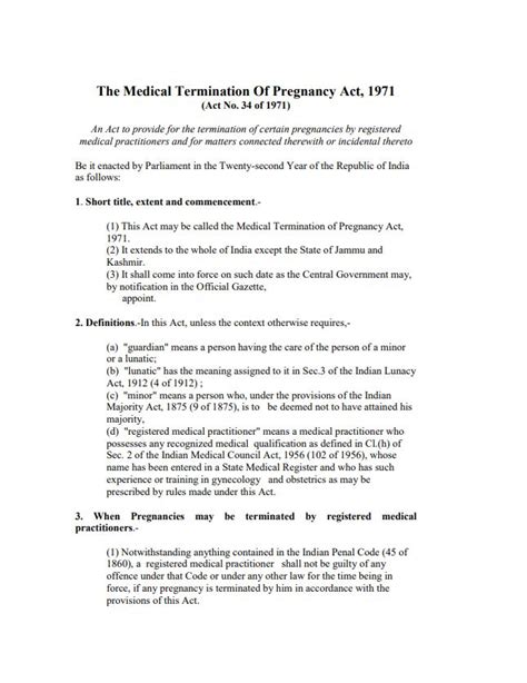 The Medical Termination Of Pregnancy Act 1971