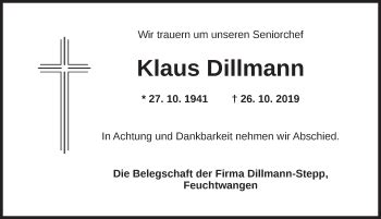 Traueranzeigen Von Klaus Dillmann Trauer Flz De