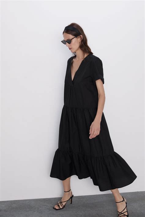 Ruffled Poplin Dress New In Woman Zara Canada Poplin Dress Short