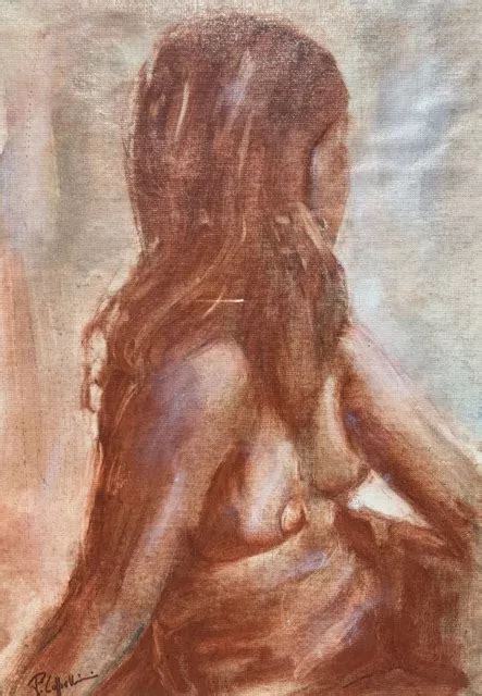 PEINTURE FILLE NUE érotique erotic painting girl naked nude aquarelle