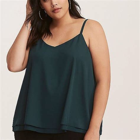 Torrid Tops Torrid Plus Size Emerald Green Sophie Chiffon Double