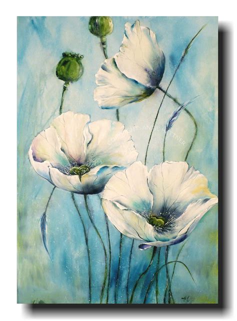 Starlight Poppies Acrylic Art On Canvas By Antje Hettner Acryl