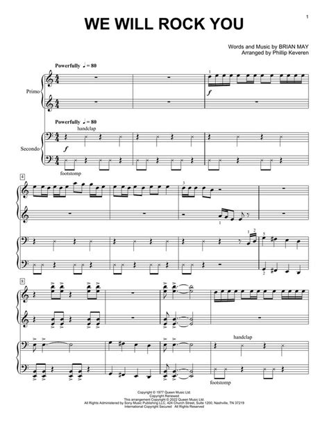 Queen We Will Rock You Arr Phillip Keveren Sheet Music Notes