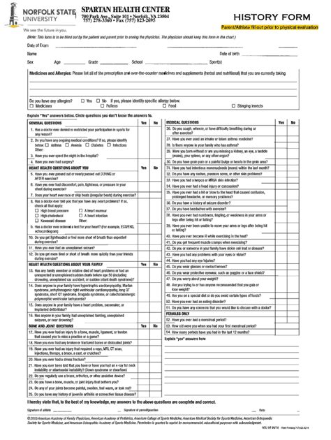 Fillable Online Physical Evaluation Form NDHSAA Preparticipation