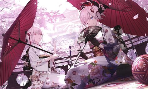 Okita Souji Miyamoto Musashi Gran Orden Del Destino Kimono Flor De