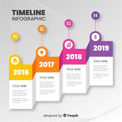 Plantilla De Infografía Moderna Línea De Tiempo Colorida Vector Premium