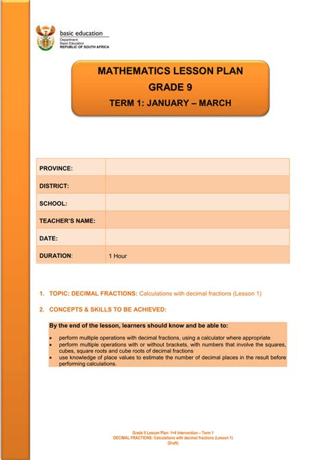 Lesson Plan Mathematics 7 Quarter 4