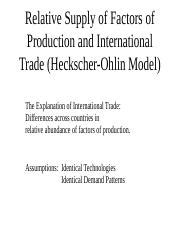 Heckscher Ohlin Ppt Relative Supply Of Factors Of Production And